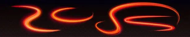 Vector illustration of Neon light lines and swirls, speed motion effect