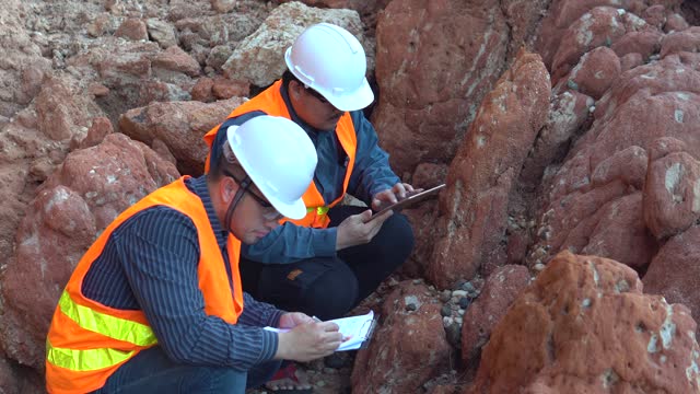 Geologist working at mine exploration site