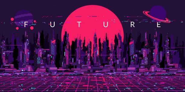 istock Abstract Futuristic Sci-fi Cyber Space City Landscape Vector Illustration Background Template 1754179543