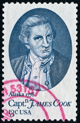 Cancelled Stamp From The United States Featuring Captain James Cook Who Charted To Coast Of Alaska In 1778
