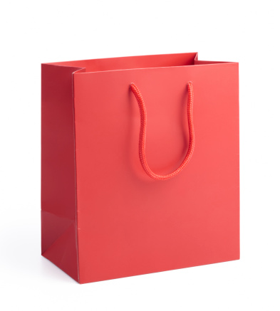 red paper bag isolated on white
