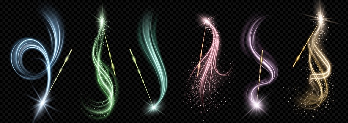 Wizard Magic Effect Magic Wand With Wizard Spell Sparkle Light Vector Stock Illustration ...
