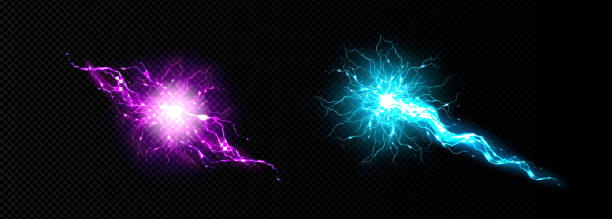 wektor wyładowania kuli energii pioruna elektrycznego - lightning strike stock illustrations