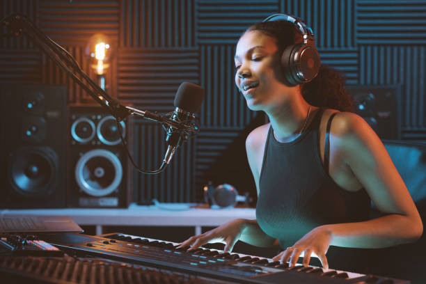 istock Artist recording a song in the studio 1754186602