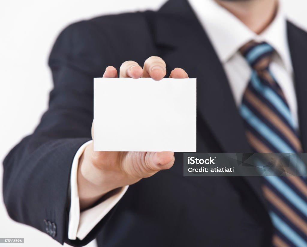 ビジネスマンを手に空白の名刺 - 1人のロイヤリティフリーストックフォト