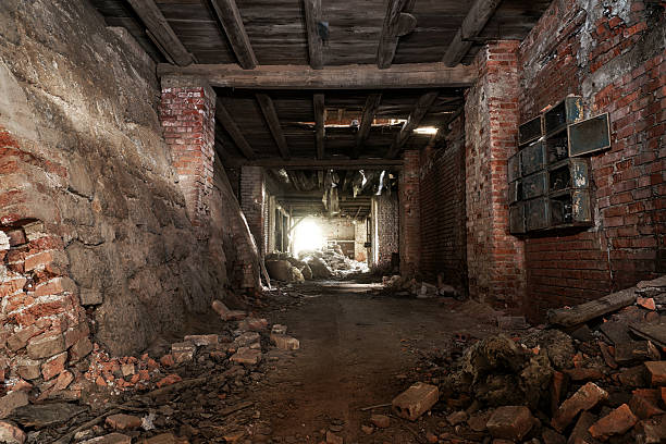 Spooky corridor with opening at the end