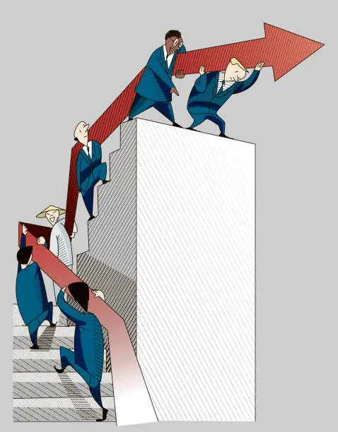 Vector illustration of businessmen stand in solidarity