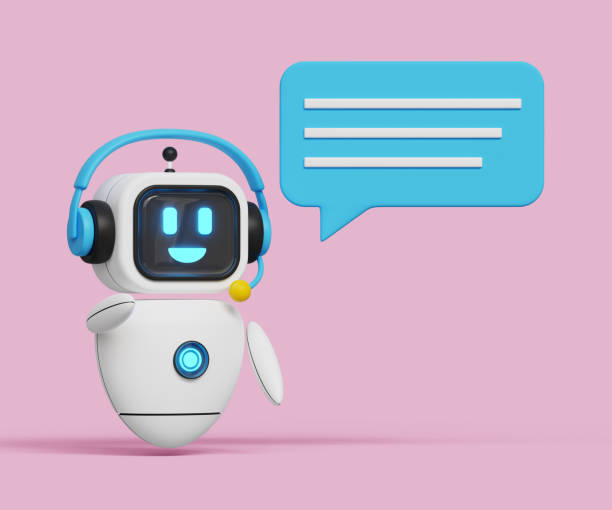 istock 3D Robot providing solution. Chatting with robot. AI in science and business, technology and engineering concept. Robot with chat bubble. 3d illustration 1754195776