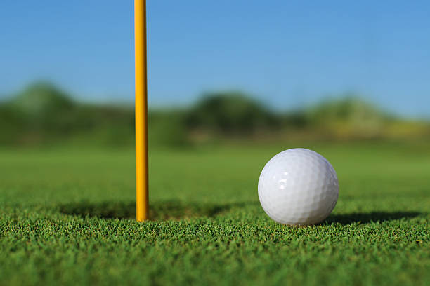 golf deportes-xl - practicing golf putting golf flag fotografías e imágenes de stock