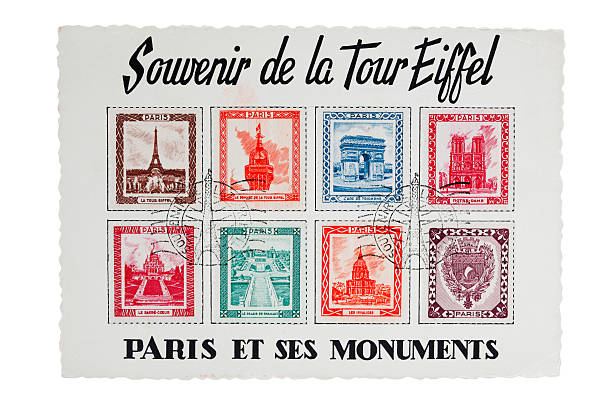 Postcard with Paris cancelled stamps