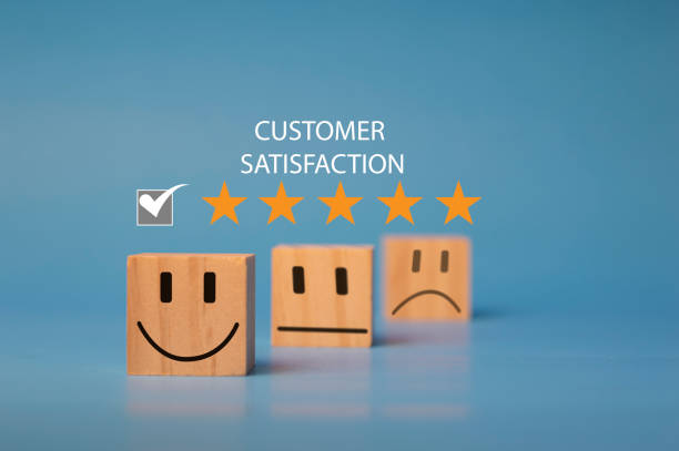 Users rate their service experience on the online application for a customer satisfaction survey concept.