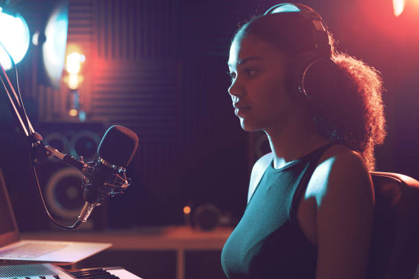 istock Artist posing in the recording studio 1754205512