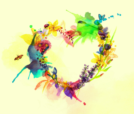 Colorful watercolor heart design.