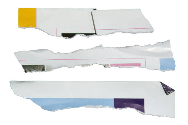 istock Long pieces of paper torn from a magazine 1754208478