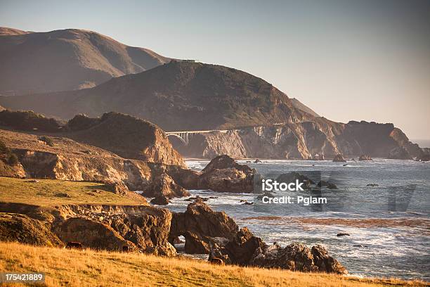 Usa California Big Sur Coastline And Sea Stock Photo - Download Image Now - Beauty In Nature, Big Sur, Bixby Creek