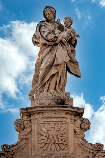 Virgin and Child on the facade of Santa Maria Maggiore, Rome, Italy