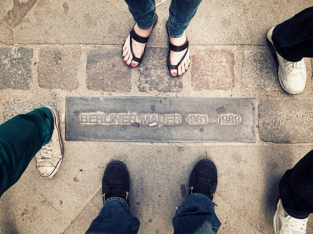 istock Berlin Wall sign on the ground with people 175422180