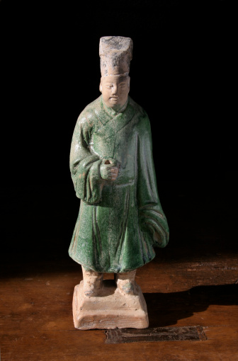 Subject: A Chinese antique ceramic burial figurine from Ming Dynasty (1368-1644)