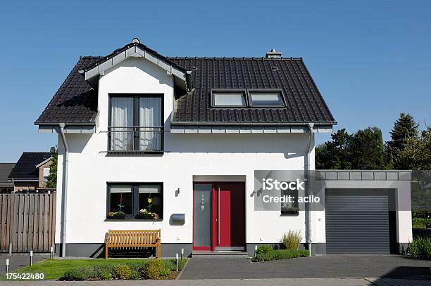 Cute Onefamily House With Garage Stock Photo - Download Image Now - House, Detached House, Front View