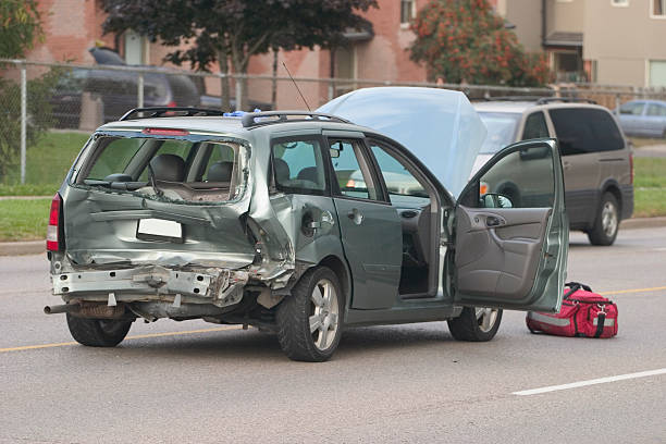 istock Heavily damaged car after an accident 175422538