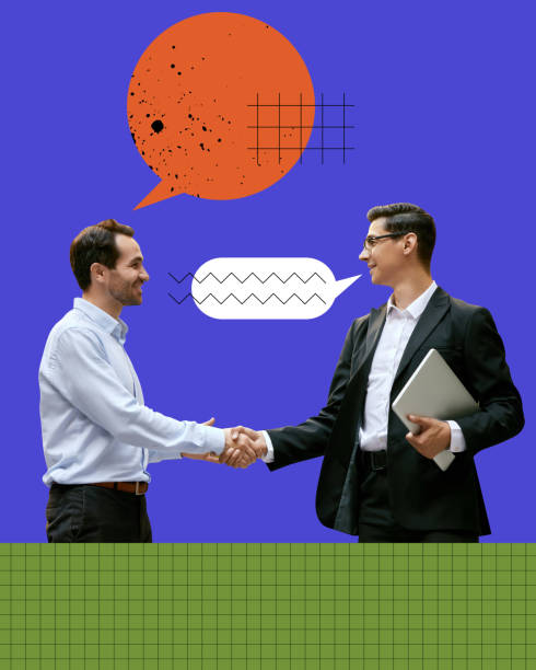 istock Partnership and cooperation. Businessmen shaking hands. Agreement of common work and projects. Contemporary art collage. 1754232623