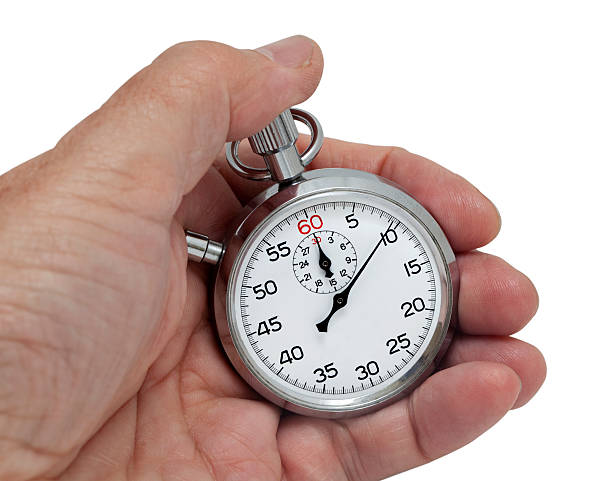 istock Stopwatch in hand, isolated on white 175423994