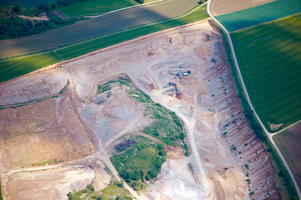 istock Aerial view of gravel pit 175424076