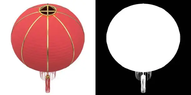 3D rendering illustration of a Chinese red paper lantern