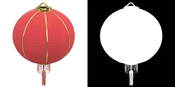 3D rendering illustration of a Chinese red paper lantern