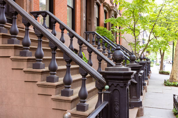 istock Characteristic historic West Village front stoop buildings 1754245832