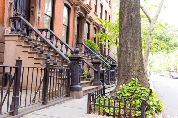 istock Characteristic historic West Village front stoop buildings 1754245835