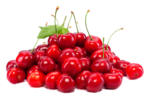 Cherry heap on a white background