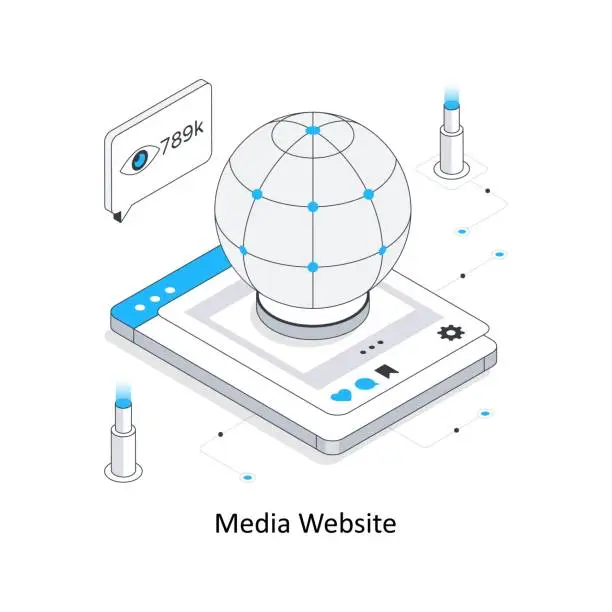 Vector illustration of Media Website isometric stock illustration. EPS File
