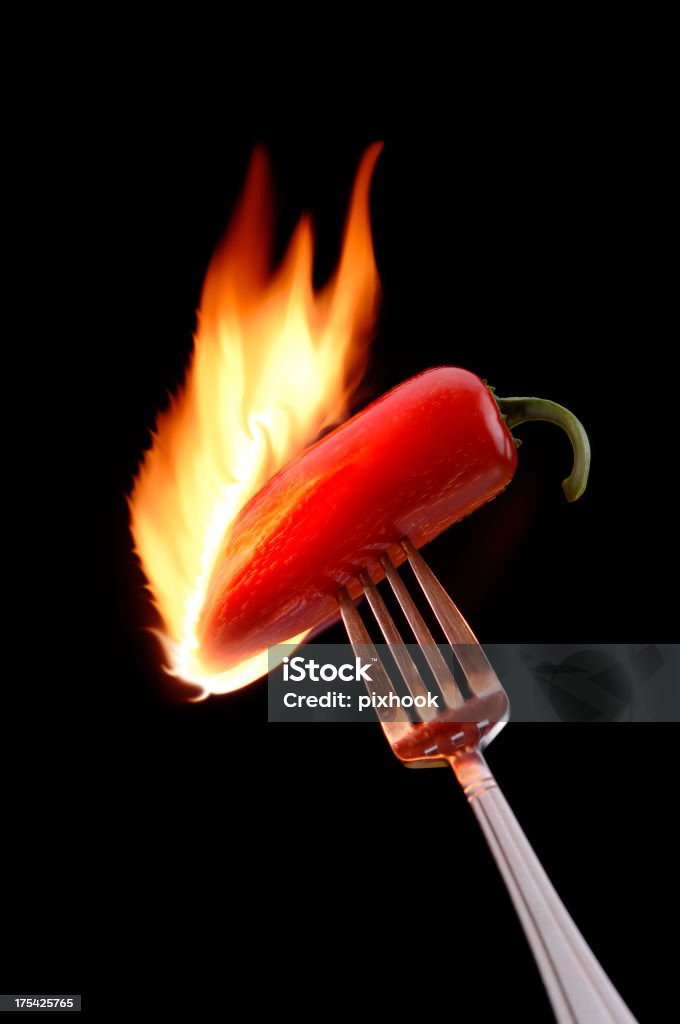 Flaming Jalapeno - Lizenzfrei Brennen Stock-Foto