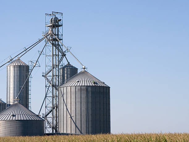 rural grain dryer stock photo