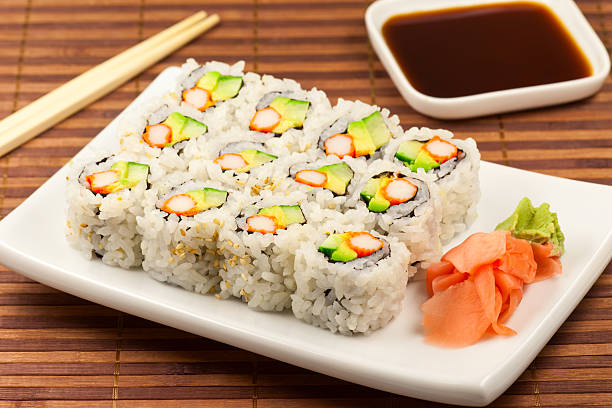 California roll maki sushi California roll maki sushi wasabi sauce stock pictures, royalty-free photos & images