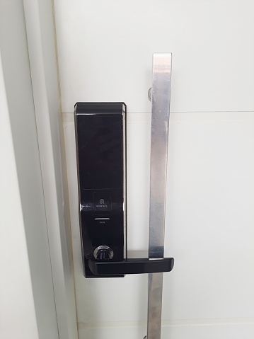 Modern lock. scanning your finger.Electronic electronic equipment to access the door.