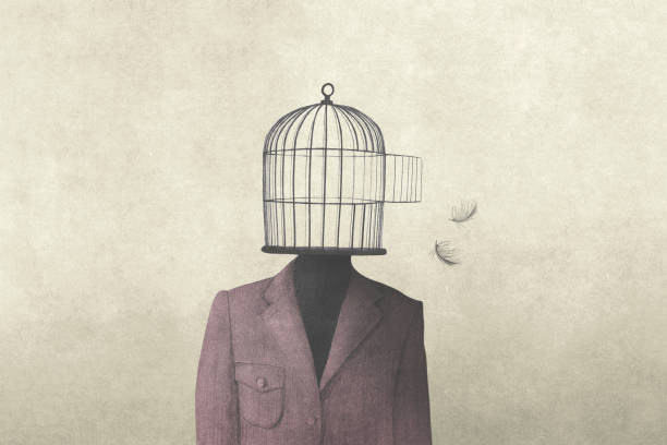 istock illustration of man with open birdcage over his head, surreal freedom concept 1754272534