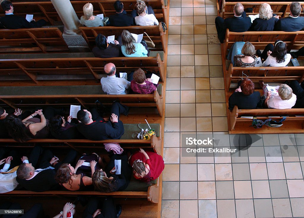 Congregation at church praying a wedding day :-) Church Stock Photo