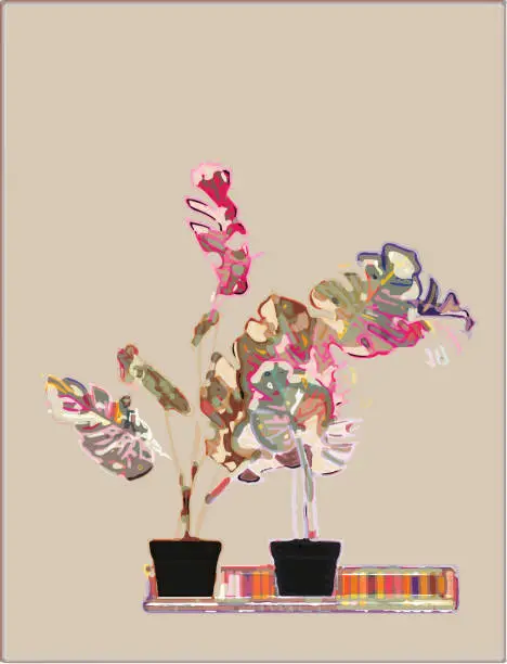Vector illustration of abstract art watercolors plant still life pattern texture illustration background