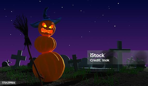 Foto de Ilustração De Halloween e mais fotos de stock de Cemitério - Cemitério, Dia das Bruxas, Néon