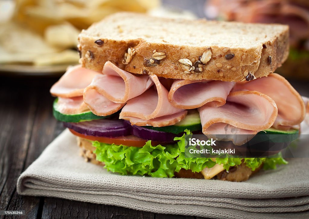 Ham and Cheese Sandwich Ham and Cheese Sandwich with Lettuce,Cucumber and red onion Sandwich Stock Photo