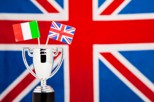 Winners Trophy with British and Italian flags