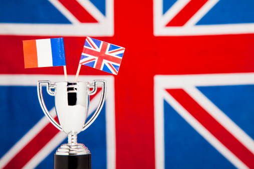 Winners Trophy with British and French Flag