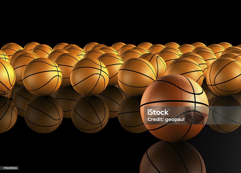 Basketball champion "Basketballs on black reflective surface, 1 ball stands out form the rest." Basketball - Ball Stock Photo