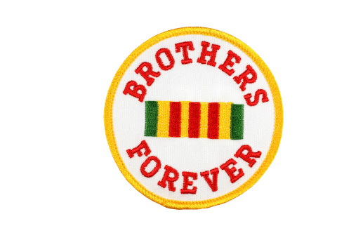 Isolated on white with clipping path.Brothers Forever patch commemorating the service of Vietnam Veterans.