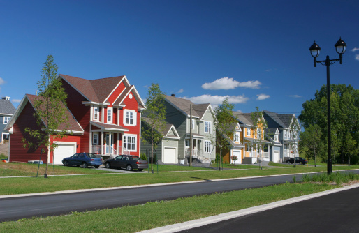 Row of single story suburban homes