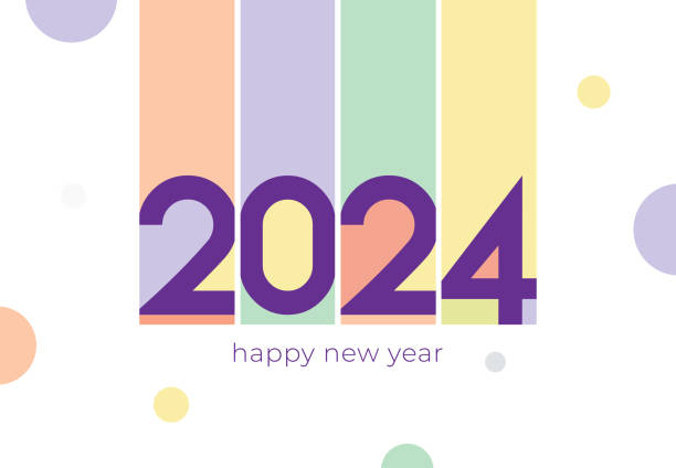 2024. frohes neues jahr. abstrakte zahlen auf hintergrund-vektorillustration. urlaubsdesign für grußkarte, einladung, kalender usw. - vektor stock-illustration - creativity new years eve tree new years day stock-grafiken, -clipart, -cartoons und -symbole