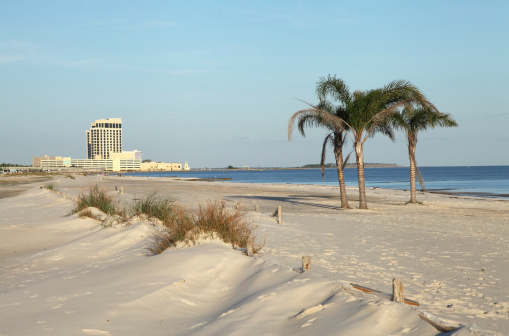 Mississippi Gulf Coast beach with the Biloxi casinos in the backgroundMore Biloxi images