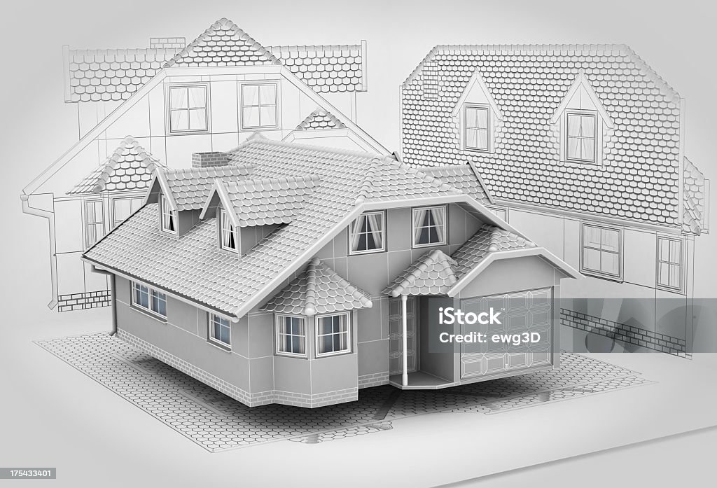 Дом эскиз - Стоковые фото Изображение сгенерированное цифровыми методами роялти-фри